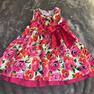 Lilybird Lily Bird Pink Rose Floral Print Cotton Dress Todfler Size 4T